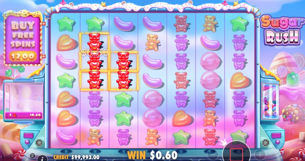 Sugar Rush demo con cl&uacute;ster ganador